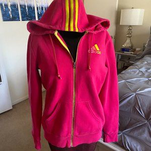 ADIDAS Full Zip Hot Pink Neon Contrast Trim Hoodie (medium)